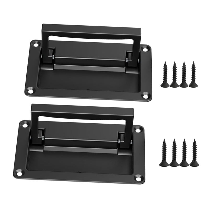 ACFELT Black Zinc Alloy Recessed Door Pull Handle,Recessed Flush Pull Handle for Drawer Access Door Space Door Toolbox,Kitchen Hardware Cabinet Handles Drawer Handles(2 Pack,4.33 x 2.71 inch) - Image 1